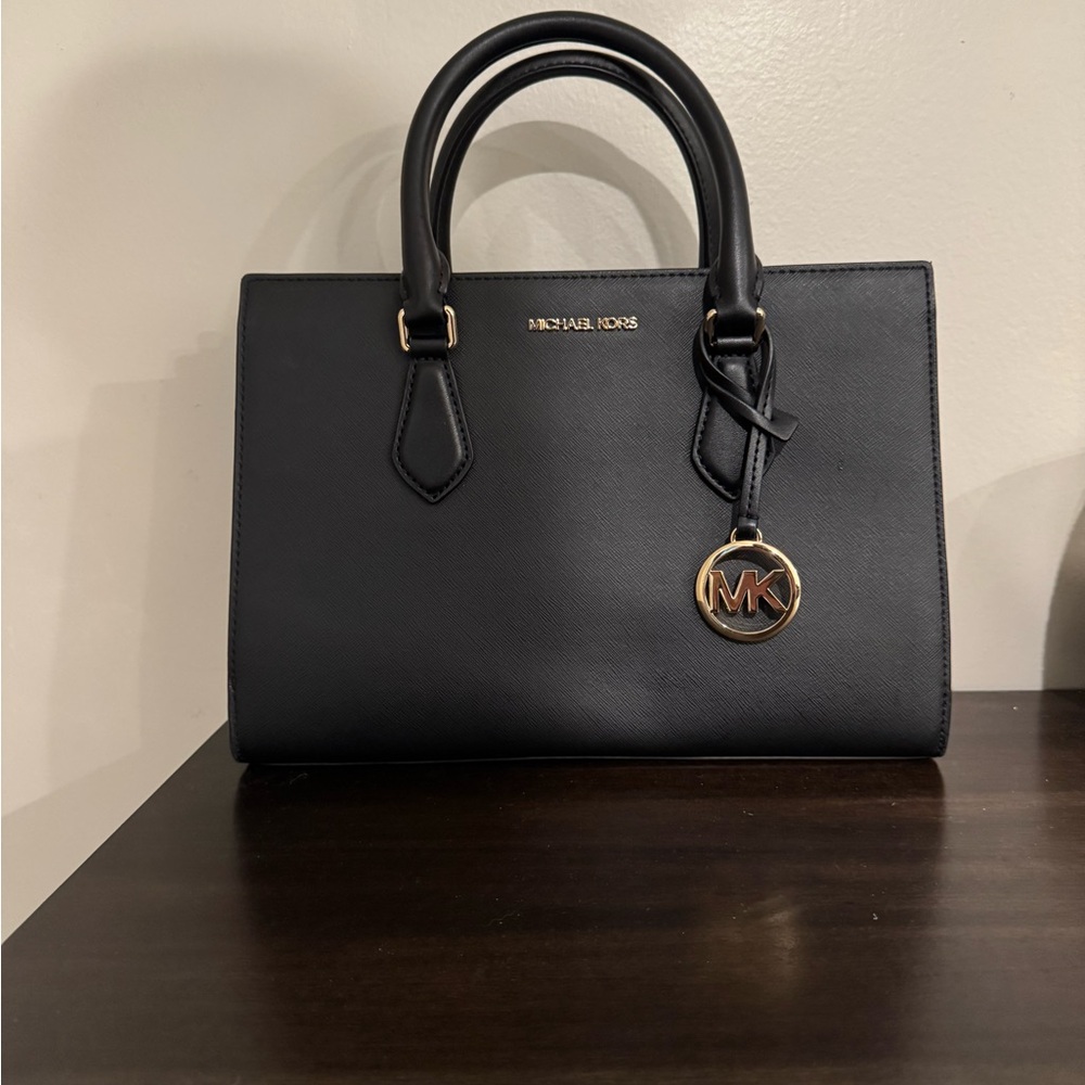 Michael Kors Black Satchel with Gold Accents